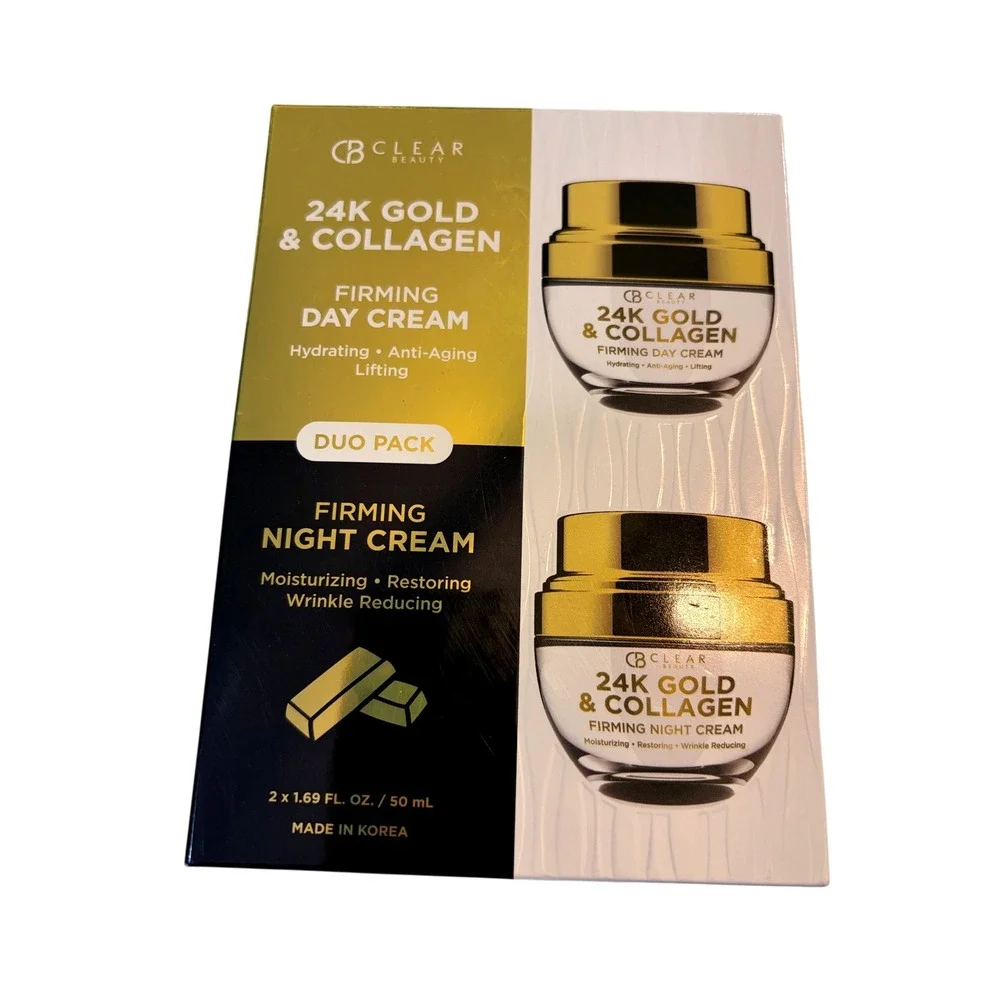 Clear Beauty 24K Gold Collagen Cream Duo 1.69oz Skincare, Anti-Aging, Firming